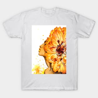 Pheony - Watercolor Floral Black Girl Painting T-Shirt